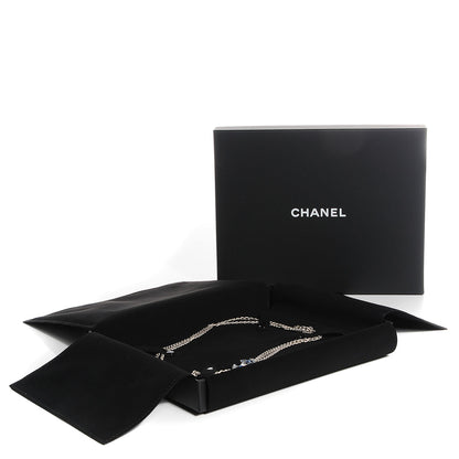 Chanel Crystal Baguette CC Double Strand Necklace Silver Blue 8 of 8