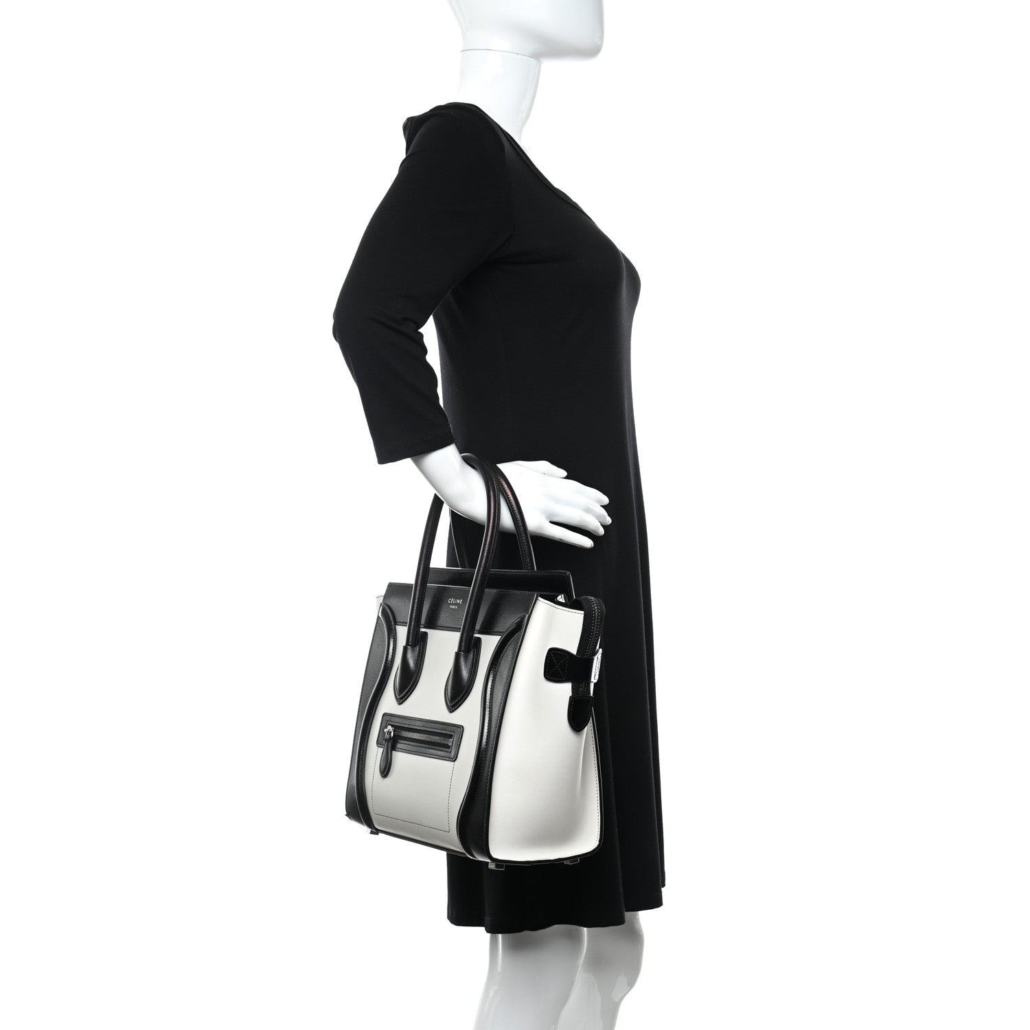 Celine Sleek Calfskin Micro Bi-Color Luggage Black White 2 of 5