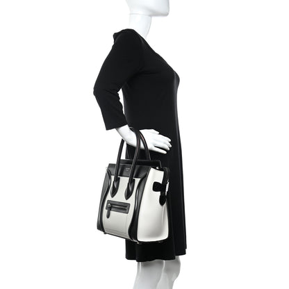 Celine Sleek Calfskin Micro Bi-Color Luggage Black White 2 of 5