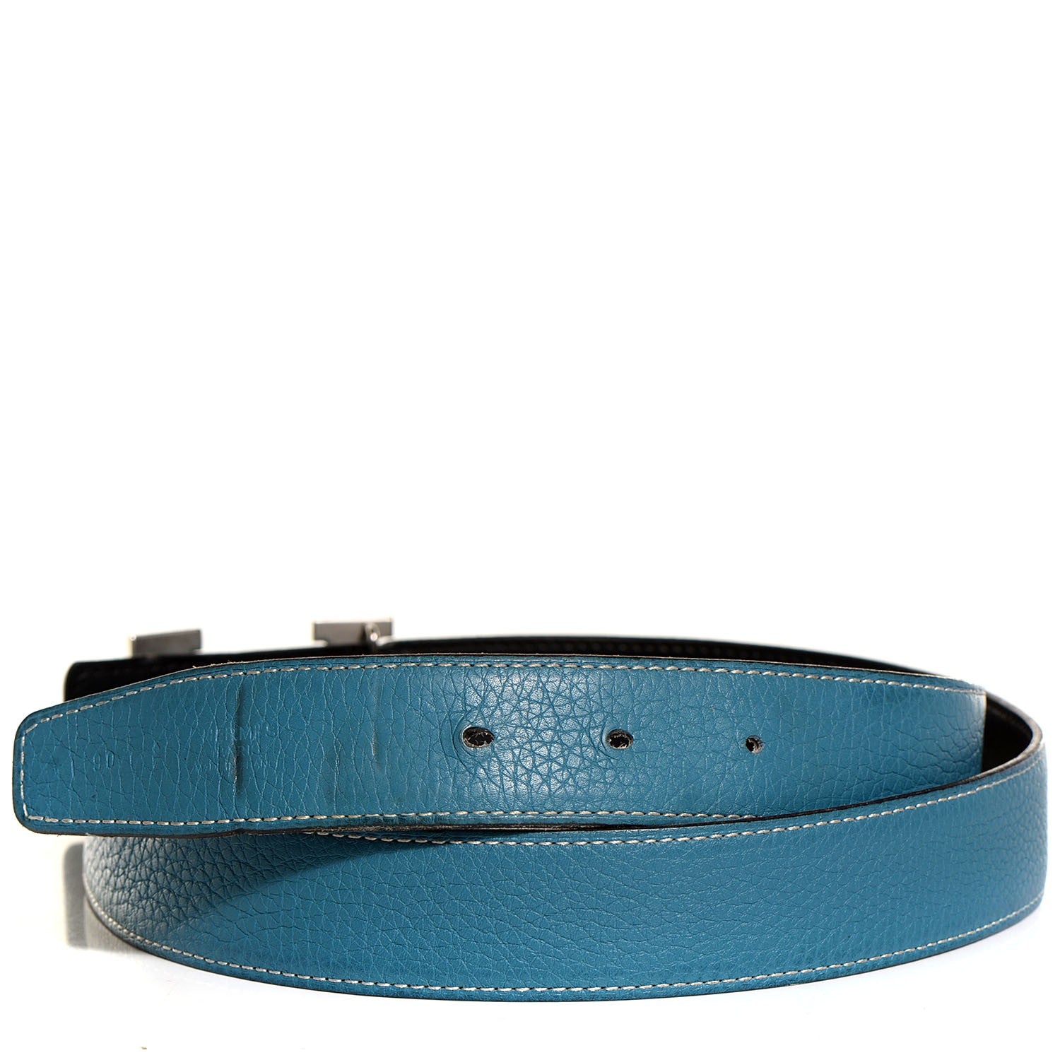 Hermes Box Togo 32mm Brushed H Belt 90 Blue Jean Noir 3 of 6