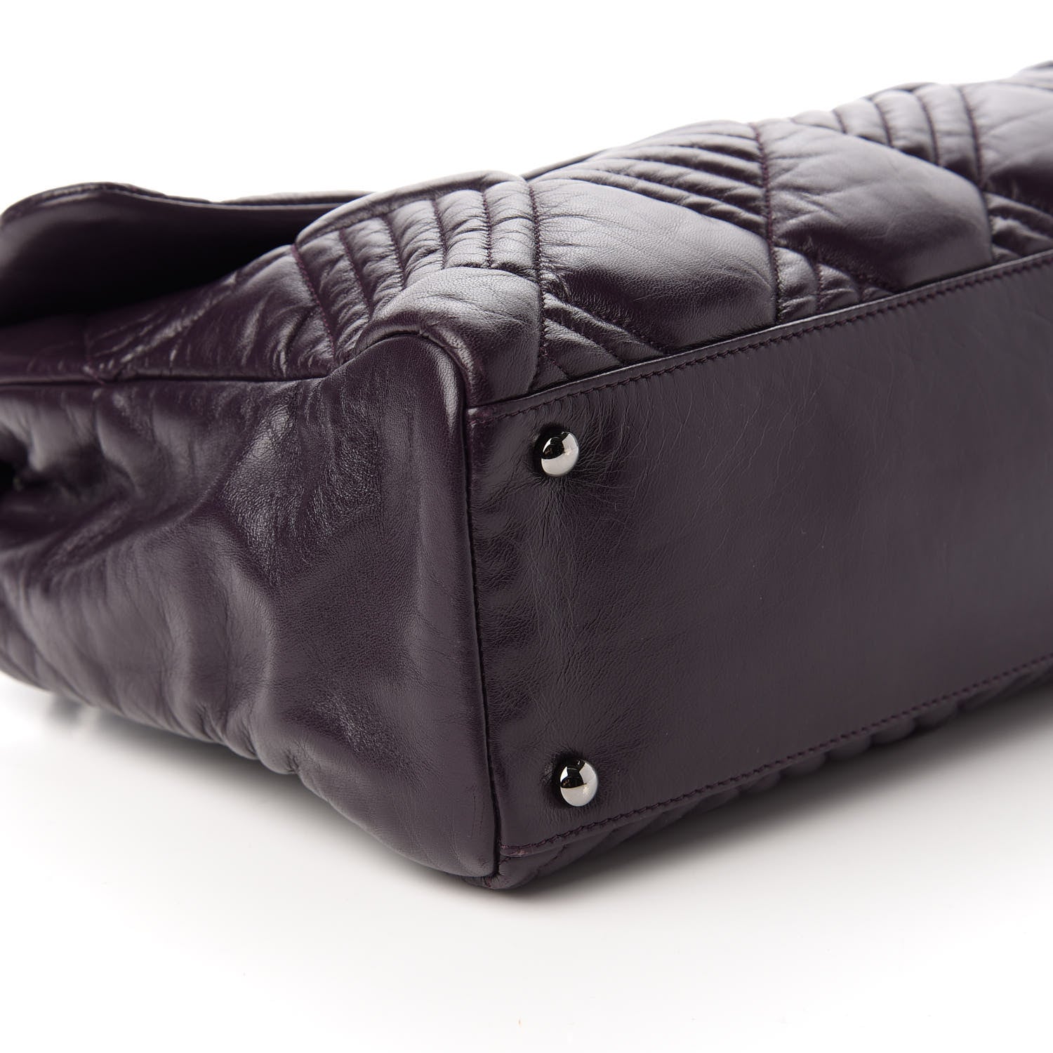 Chanel Calfskin Diagonal Quilted Flap Purple 6 of 10
