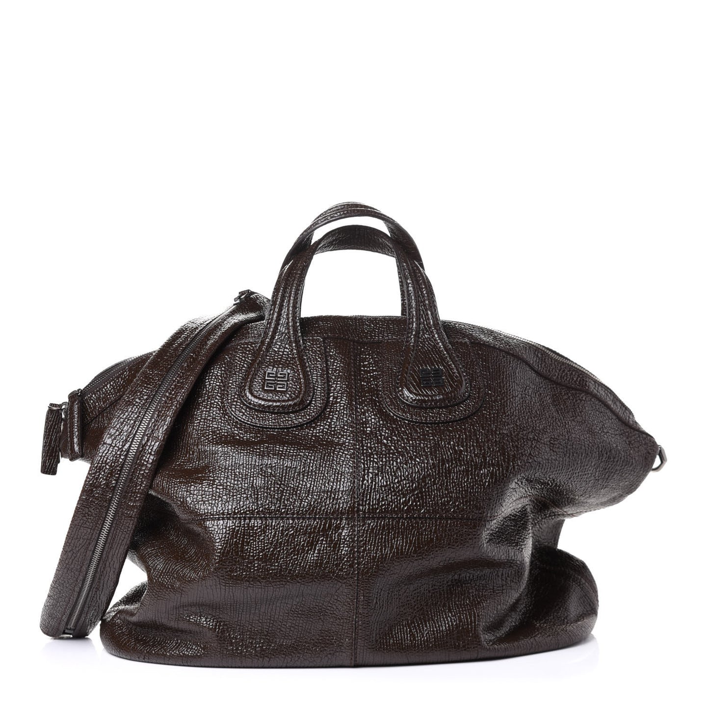 Glazed Pebbled Calfskin Large Nightingale Brown