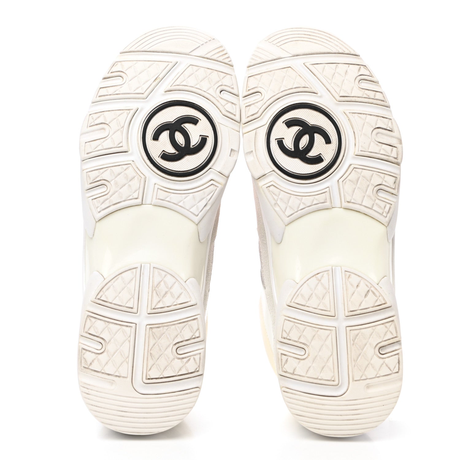 Chanel Suede Calfskin Fabric CC Sneakers 40 White Grey Fluo Orange 5 of 8