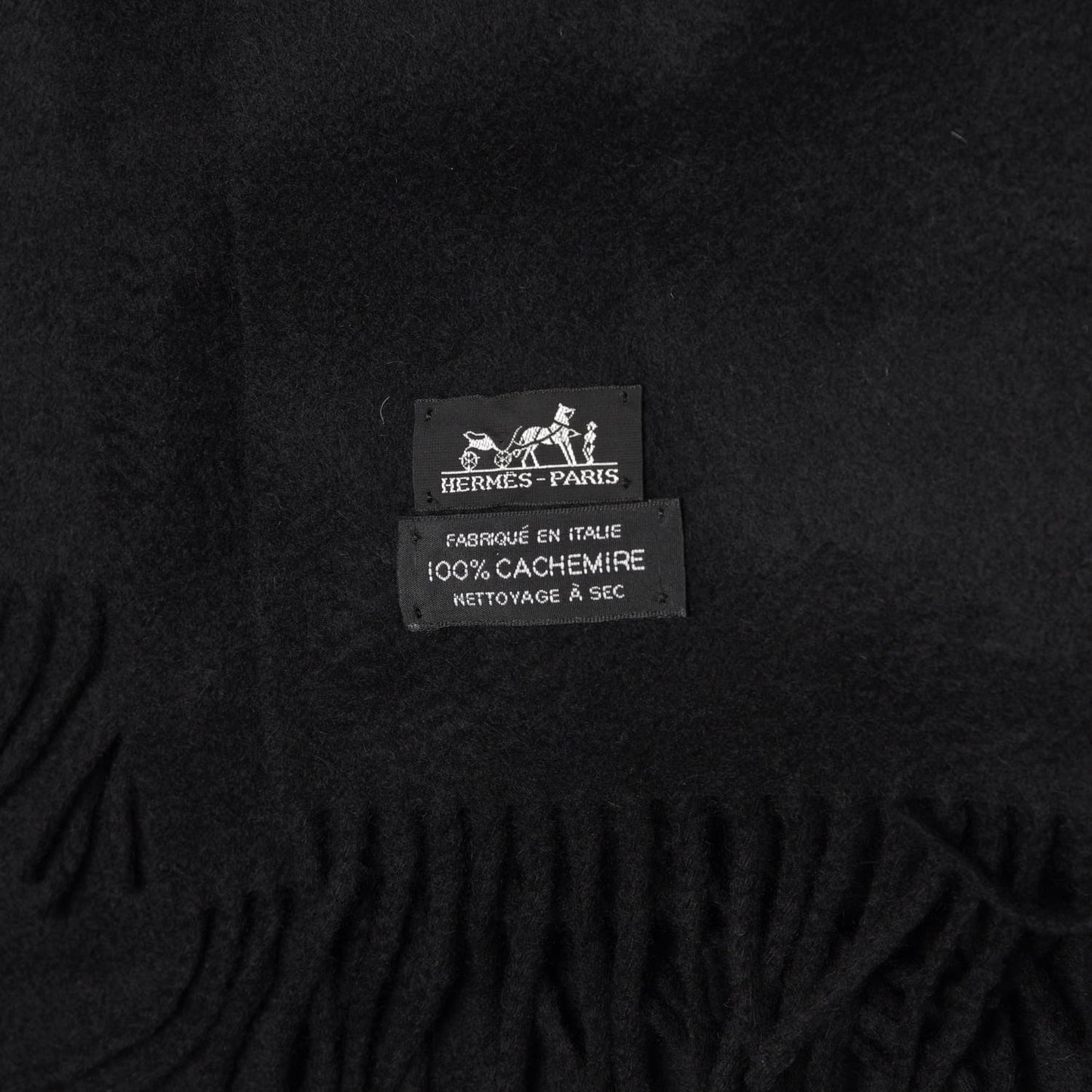 Cashmere Fringe Throw Blanket Black
