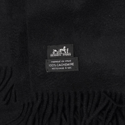 Hermes Cashmere Fringe Throw Blanket Black 4 of 4