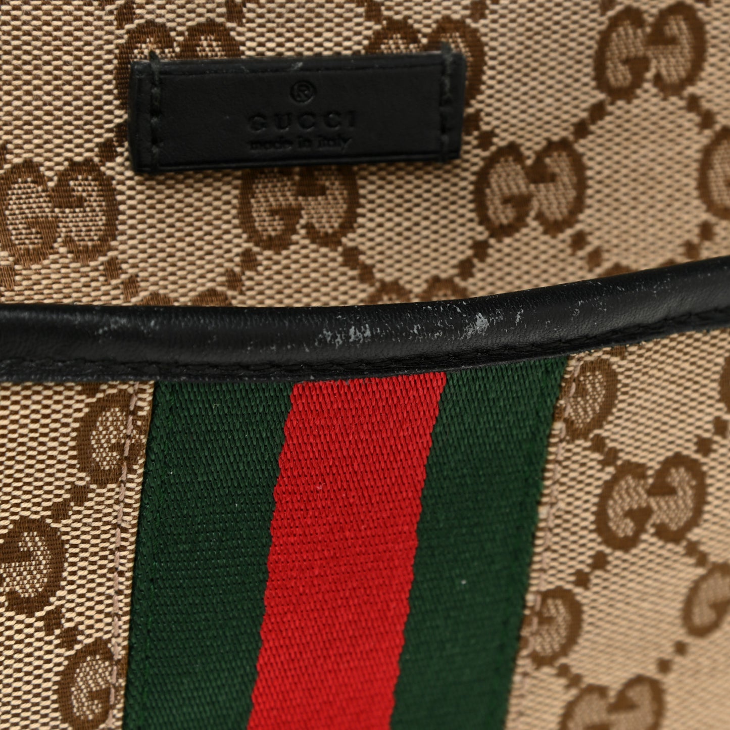 GG Monogram Web Flat Messenger Bag Black