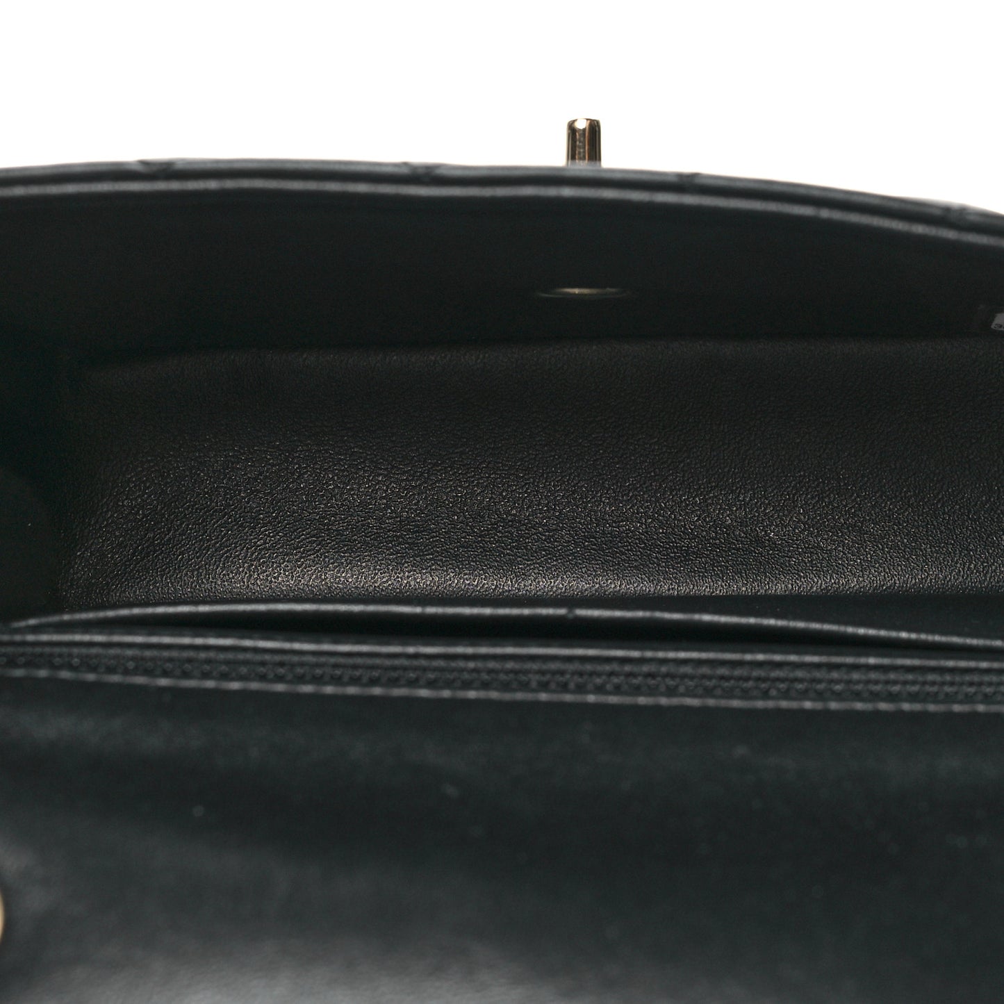 Lambskin Quilted Mini Rectangular Flap Black