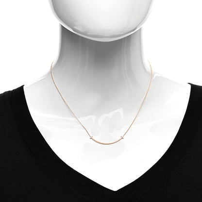Tiffany 18K Rose Gold Diamond Small T Smile Pendant Necklace 2 of 4