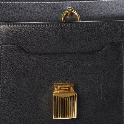Tom Ford Calfskin Medium Leonica Padlock Satchel Bag Black 13 of 14