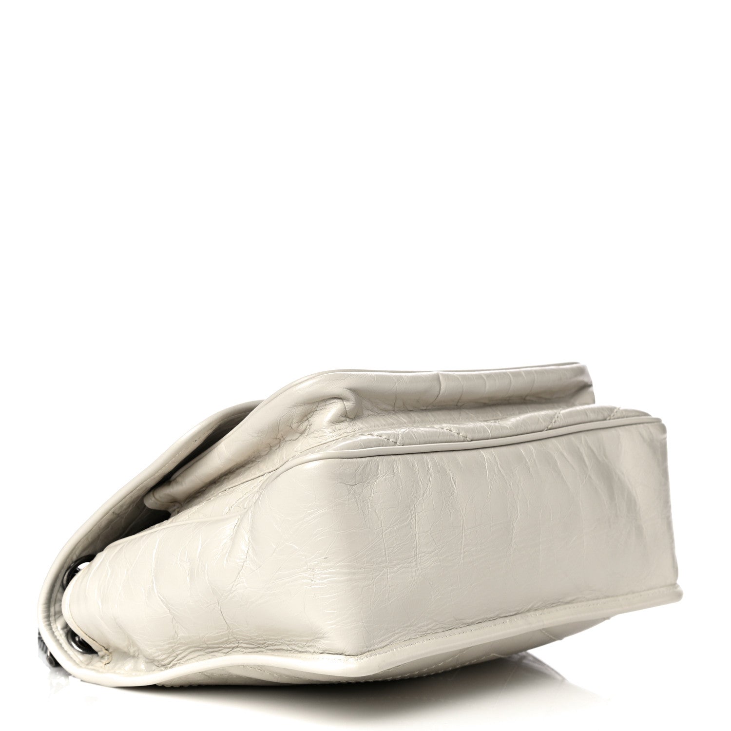 Saint Laurent Crinkled Calfskin Matelasse Monogram Medium Niki Chain Satchel Blanc Vintage 4 of 11