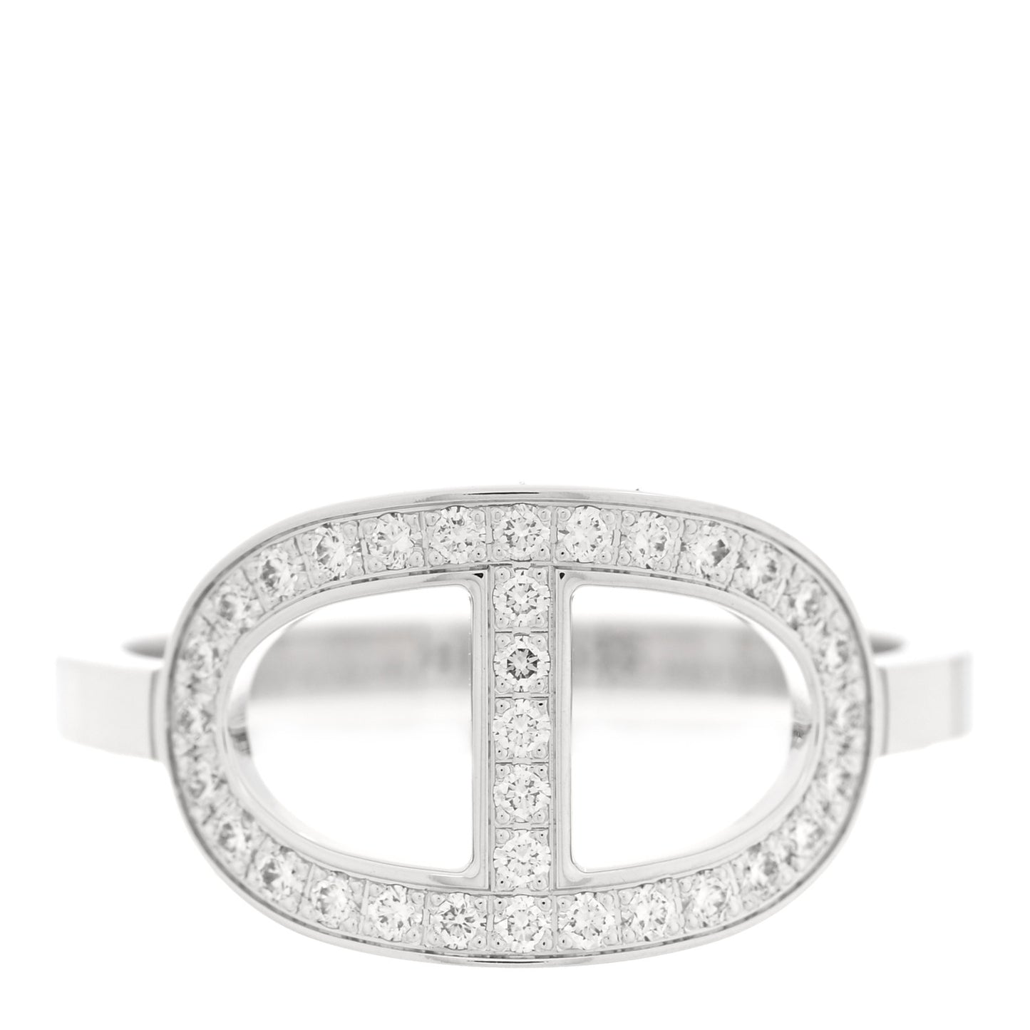 18K White Gold Diamond MM Chaine d'Ancre Contour Ring 52 6