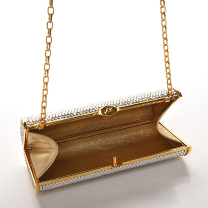 Judith Leiber Swarovski Crystal Minaudiere Clutch Silver Gold 6 of 9