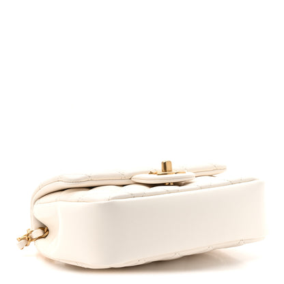 Chanel Shiny Lambskin Quilted Pearl Twist Mini Square Flap White 4 of 11