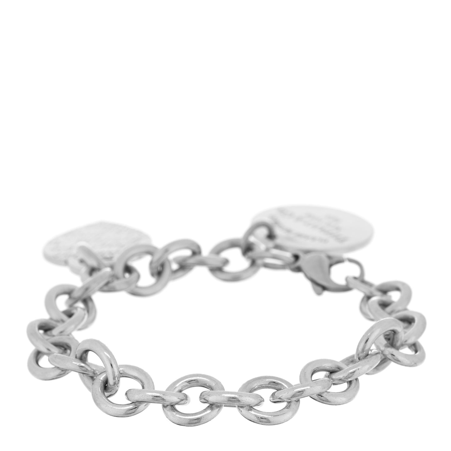 Sterling Silver Return to Tiffany Round Tag Notes Heart Tag Charm Bracelet