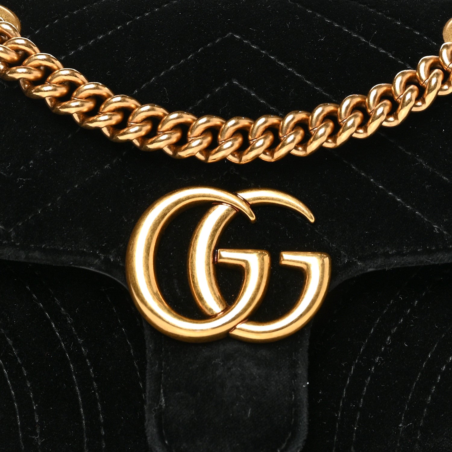 Gucci Velvet Matelasse Mini GG Marmont Shoulder Bag Black 9 of 11