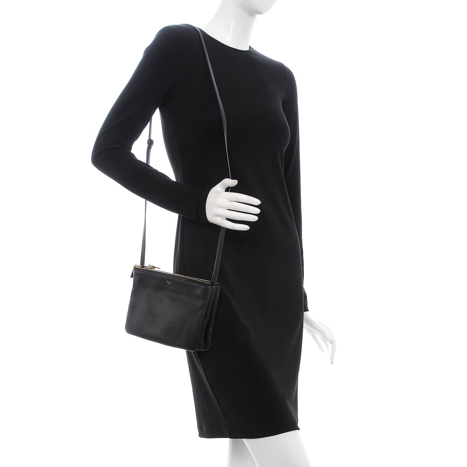 Celine Lambskin Small Trio Crossbody Bag Black 2 of 11