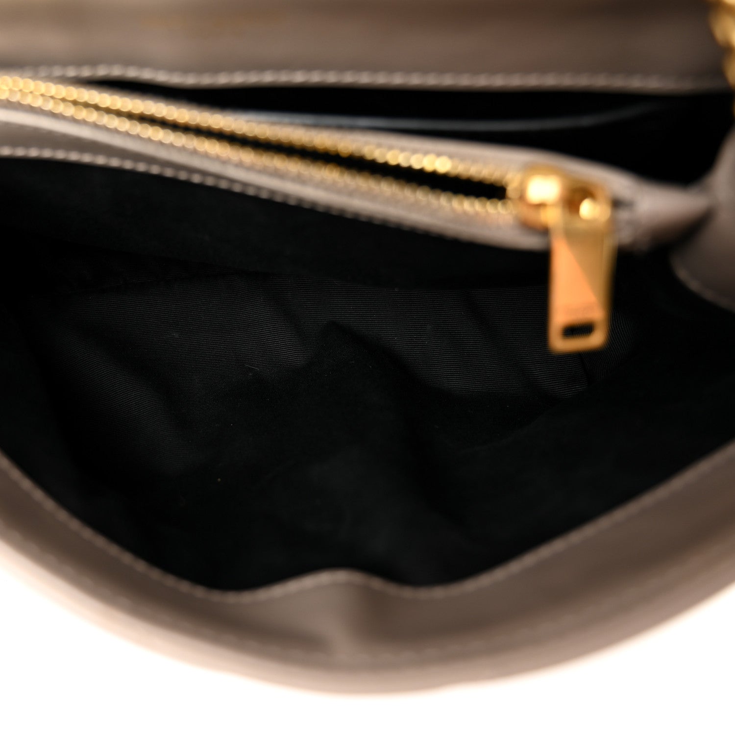 Saint Laurent Calfskin Y Quilted Monogram Small Loulou Chain Satchel Greyish Brown 5 of 11