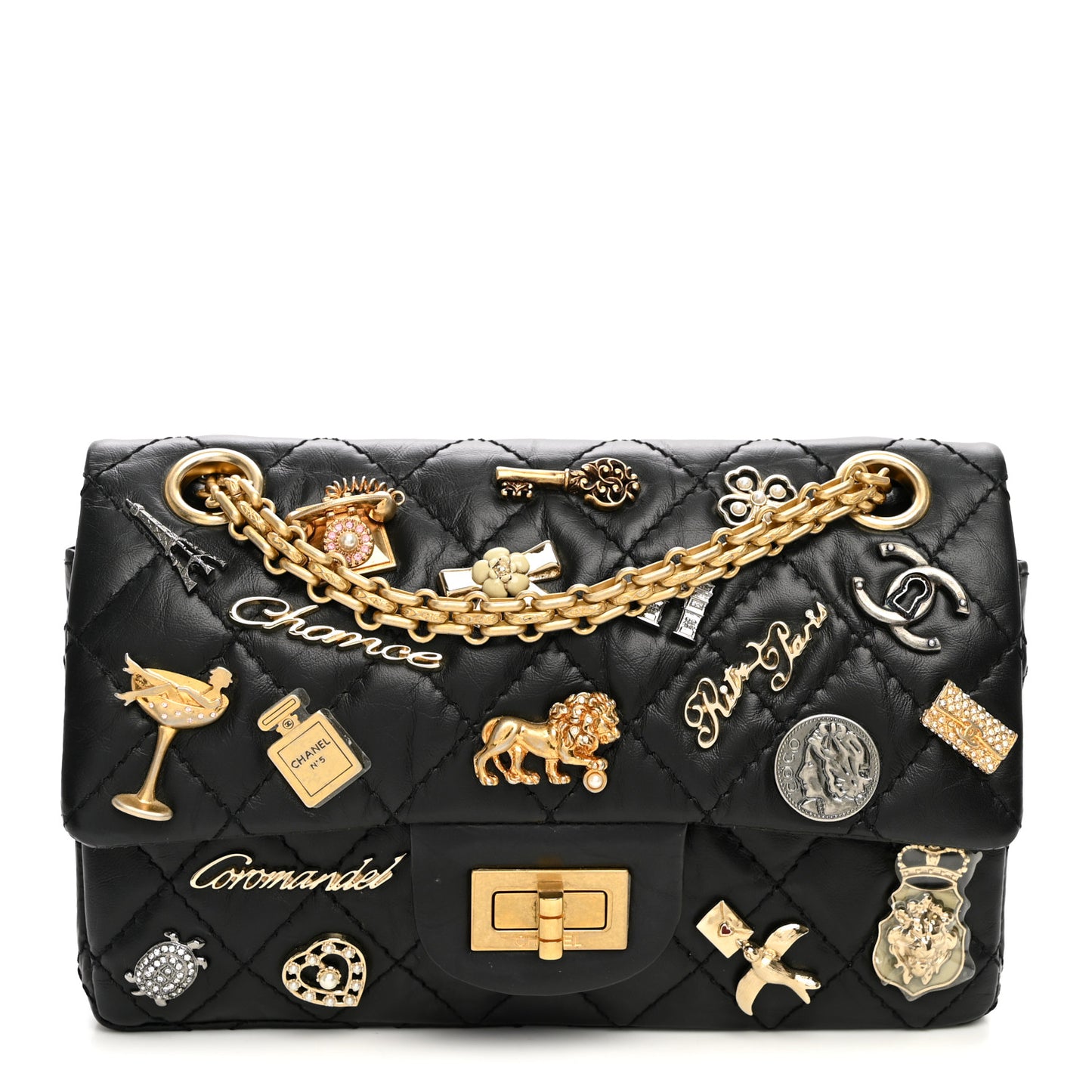 Aged Calfskin Lucky Charms 2.55 Reissue 224 Flap Black