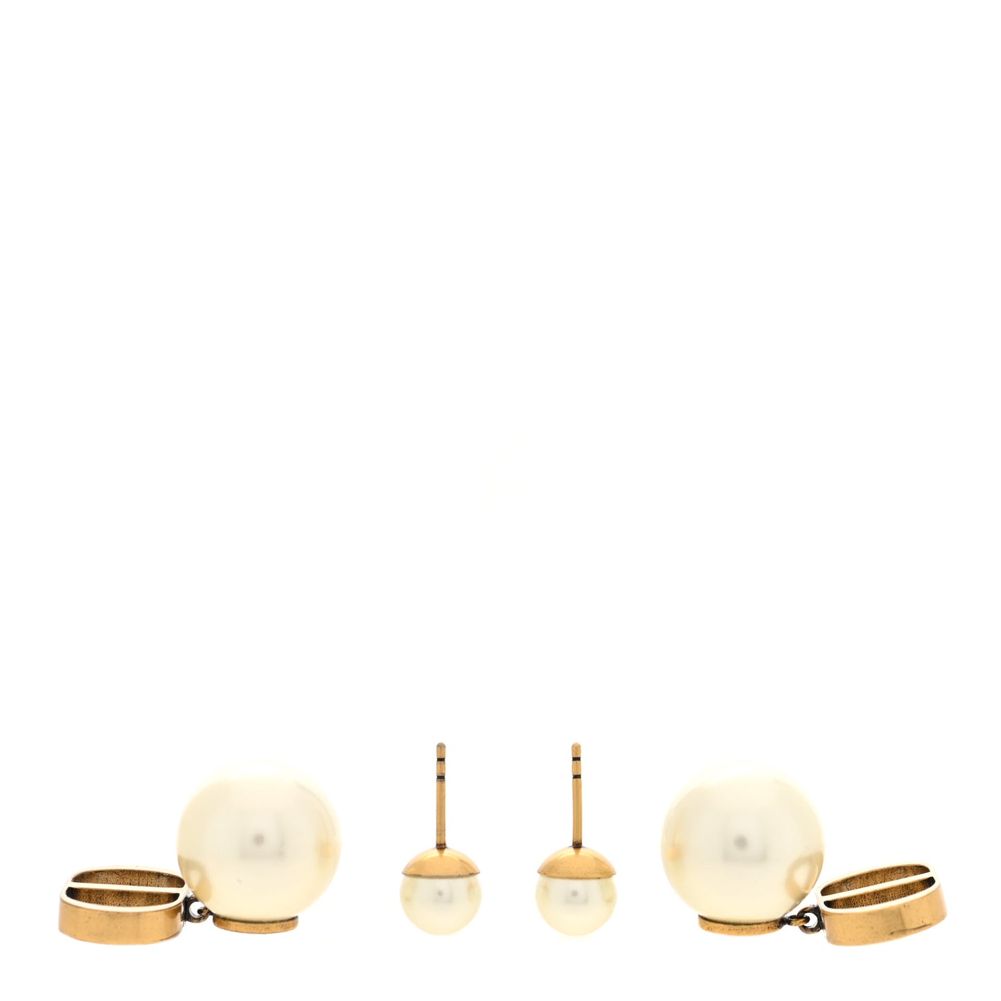 Metal Pearl Tribales Earrings Gold