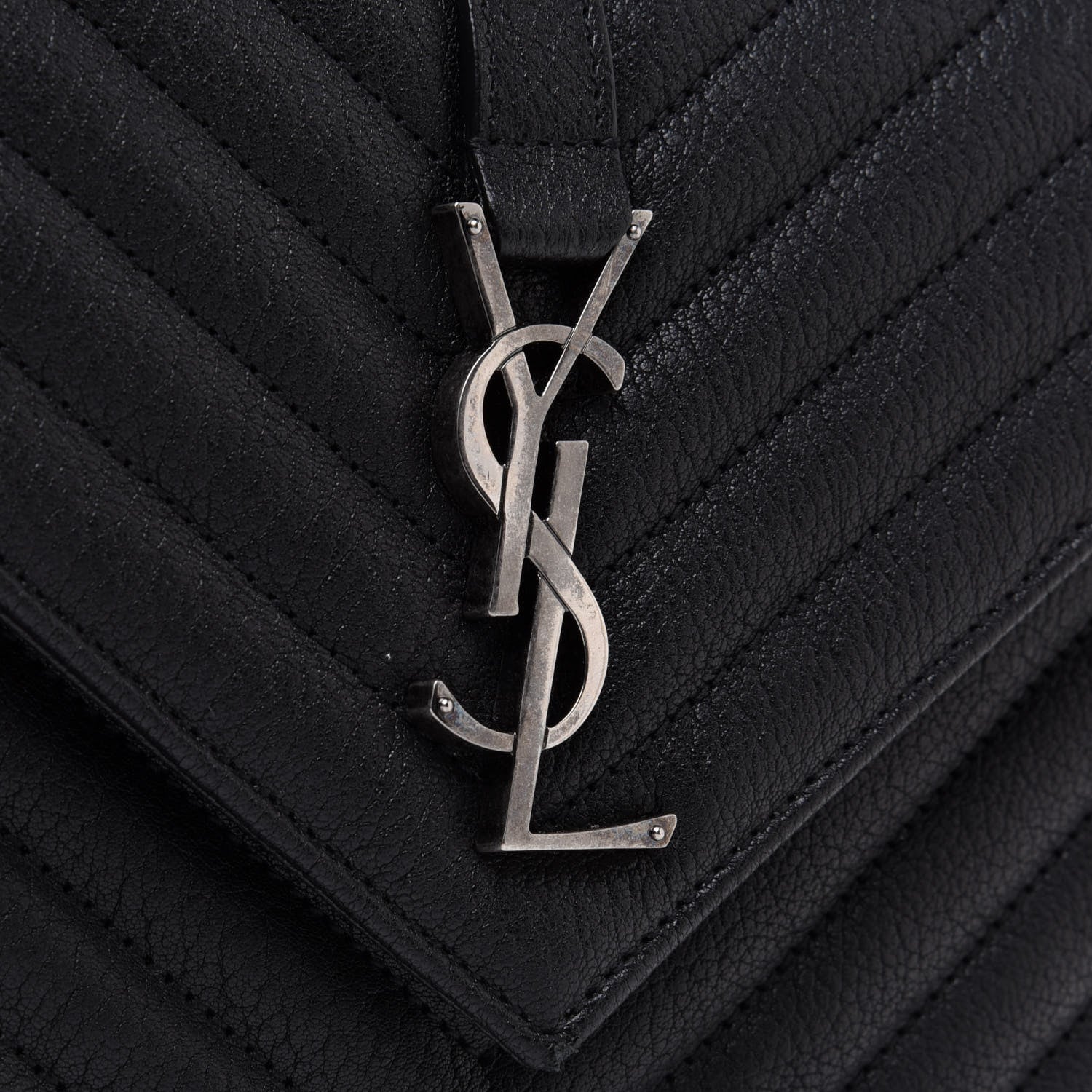 Saint Laurent Sheepskin Matelasse Chevron Monogram Medium College Bag Black 15 of 15
