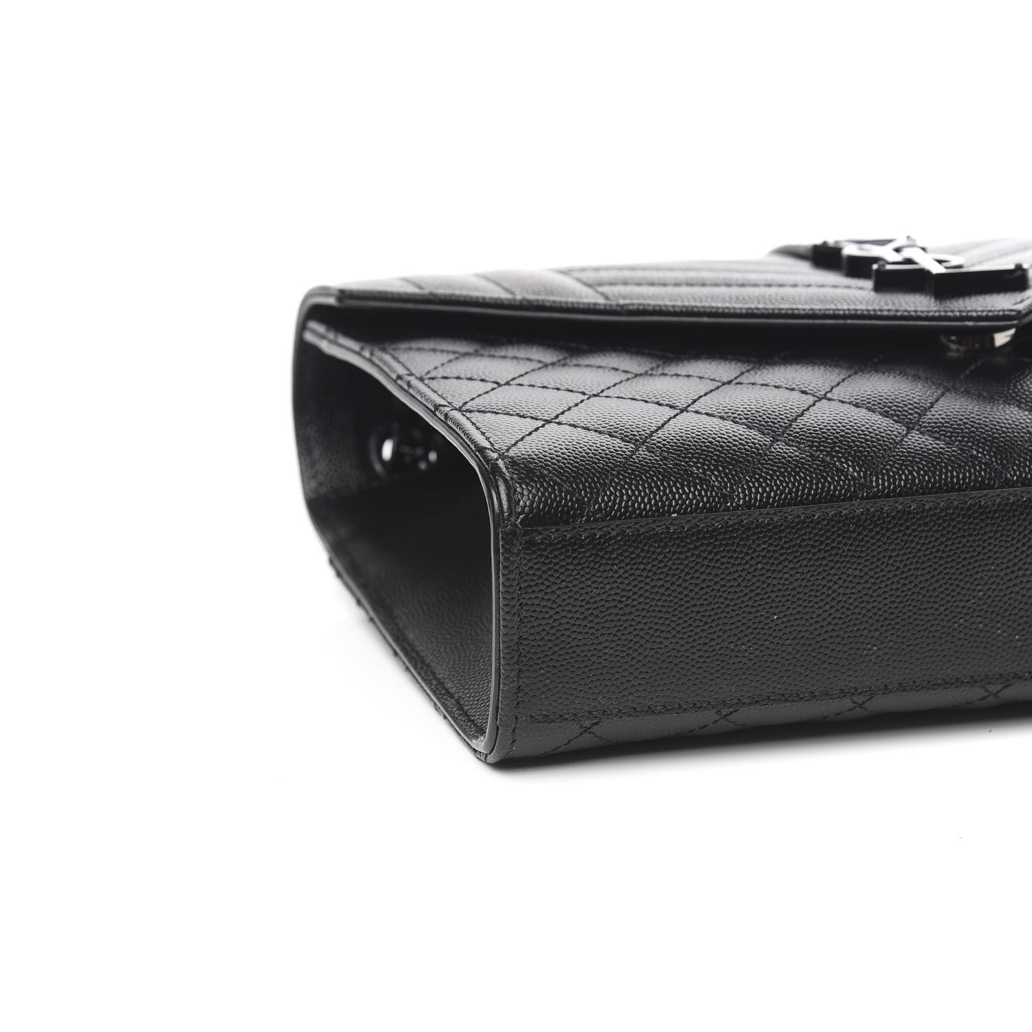 Saint Laurent Grain De Poudre Textured Mixed Matelasse Triquilt Medium Monogram Satchel Black 7 of 10