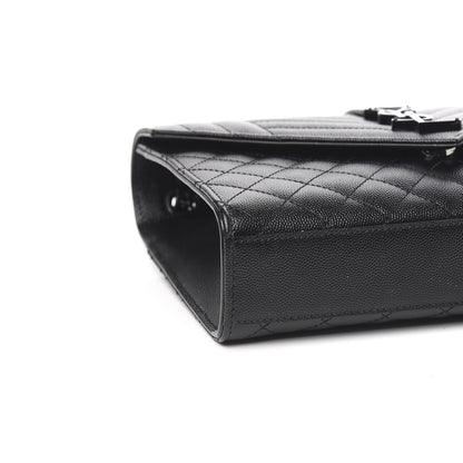 Saint Laurent Grain De Poudre Textured Mixed Matelasse Triquilt Medium Monogram Satchel Black 7 of 10