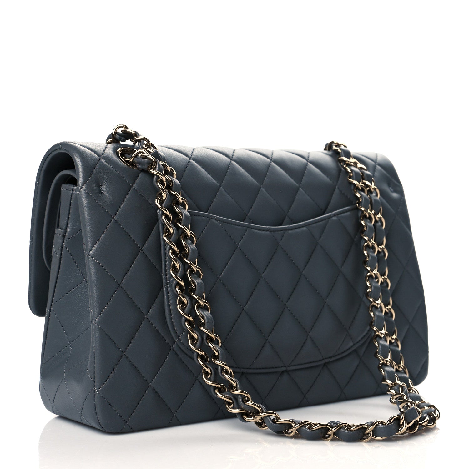 Chanel Lambskin Quilted Medium Double Flap Dark Grey 2 of 10