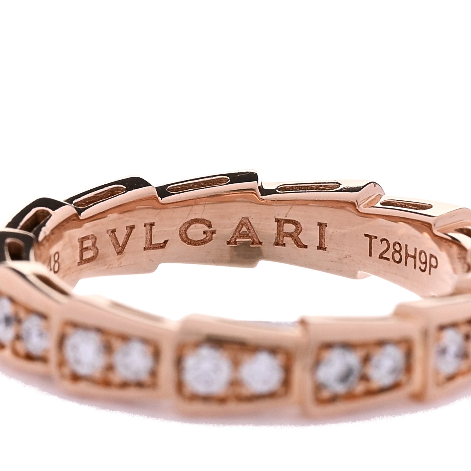 Bulgari 18K Rose Gold Diamond Serpenti Viper Band Ring  48 4.5 4 of 6