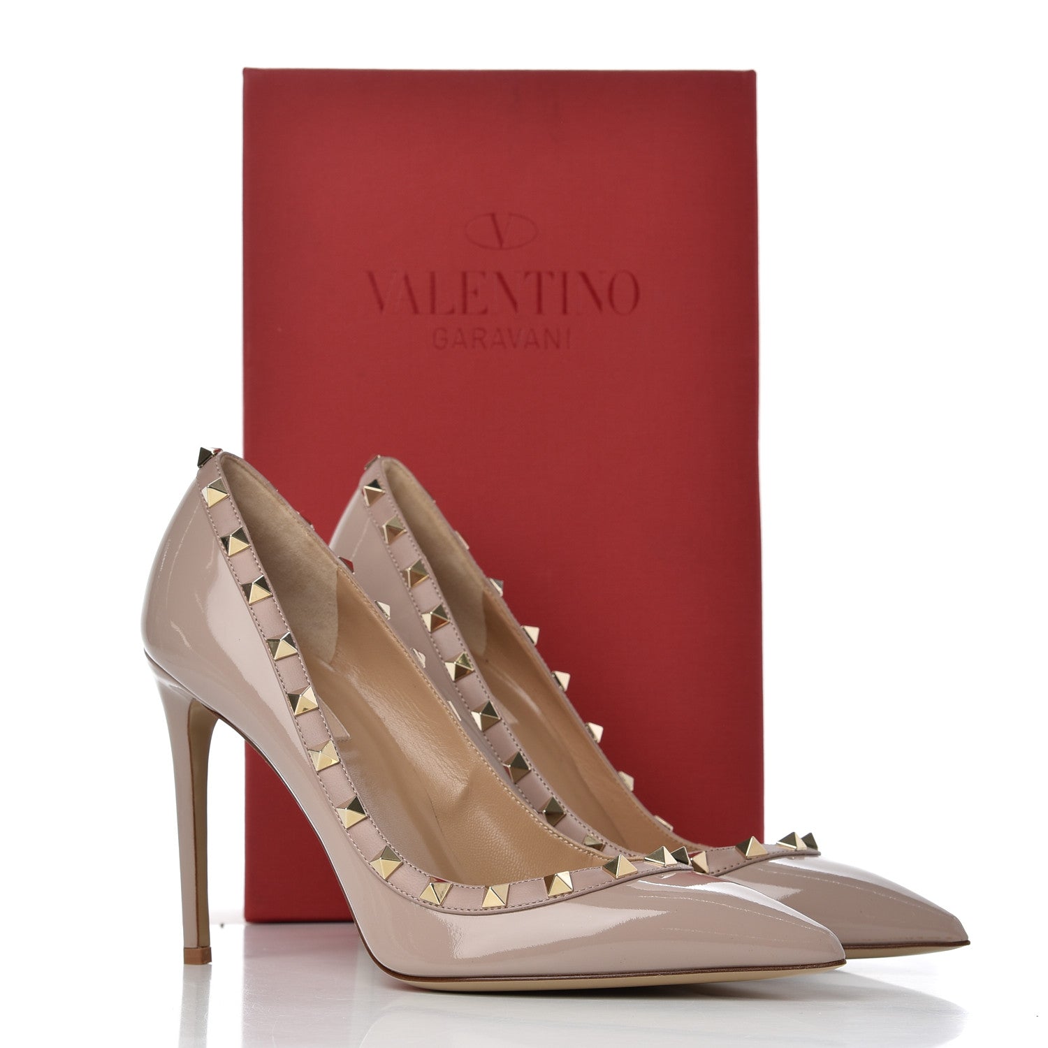 Valentino Garavani Patent Rockstud 100mm Pumps 39 Poudre 11 of 11