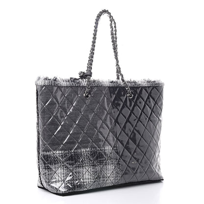 Chanel Vinyl Funny Tweed Patchwork Tote Grey 3 of 13