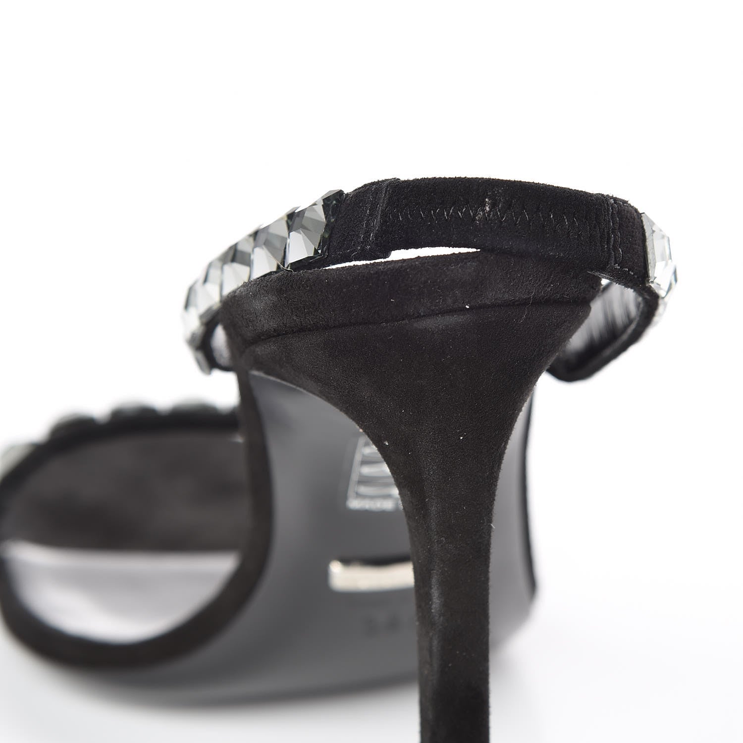 Gucci Kid Scamosciato Crystallo Mallory Slingback Sandal 36.5 Black 9 of 10
