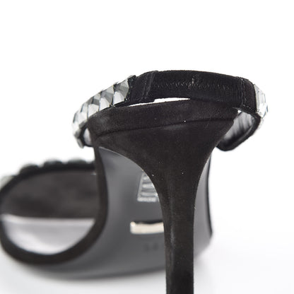 Gucci Kid Scamosciato Crystallo Mallory Slingback Sandal 36.5 Black 9 of 10