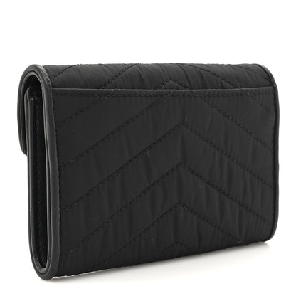 Saint Laurent Calfskin Nylon Matelasse Chevron Small Monogram Envelope Wallet Black 3 of 8