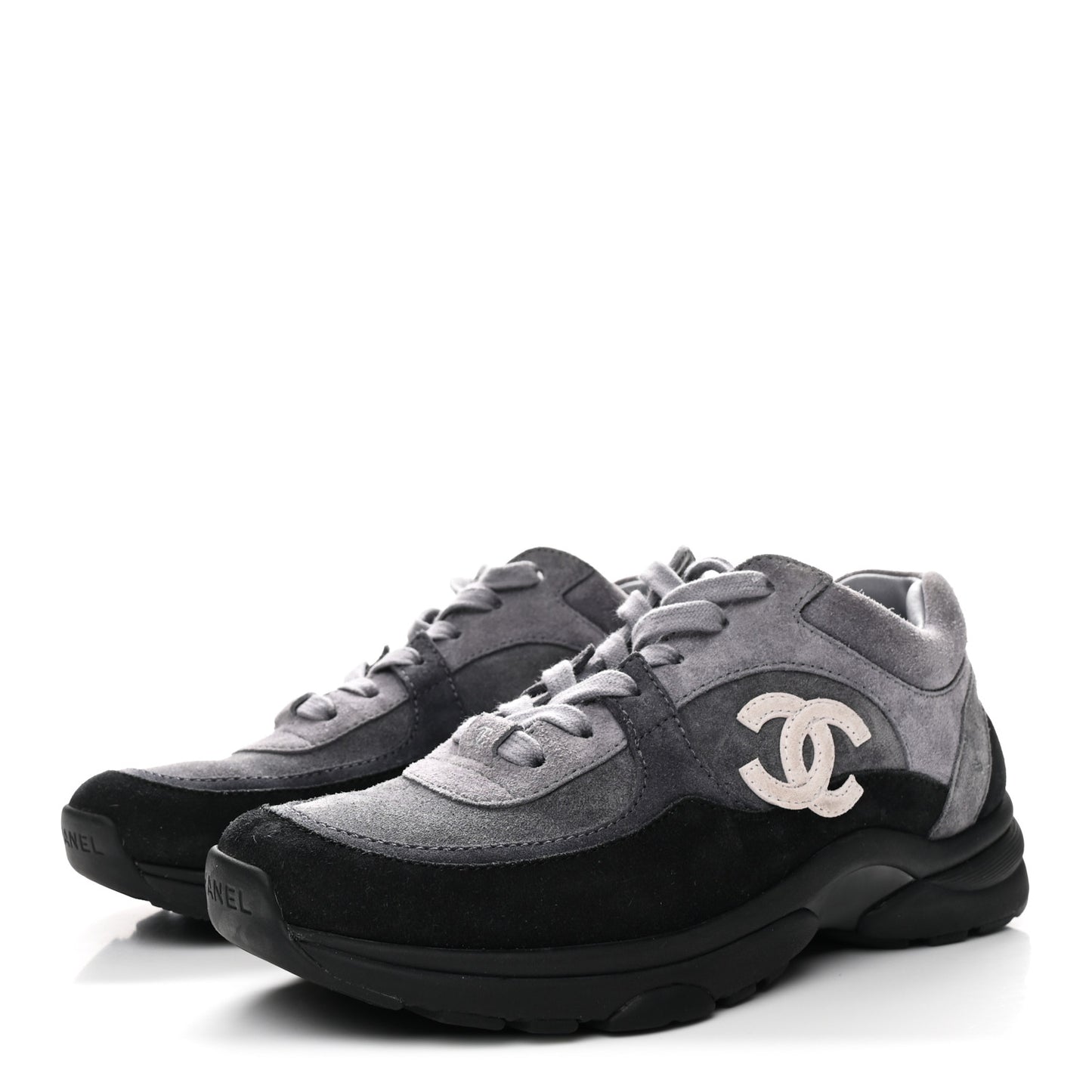 Suede Calfskin CC Sneakers 36.5 Black Grey