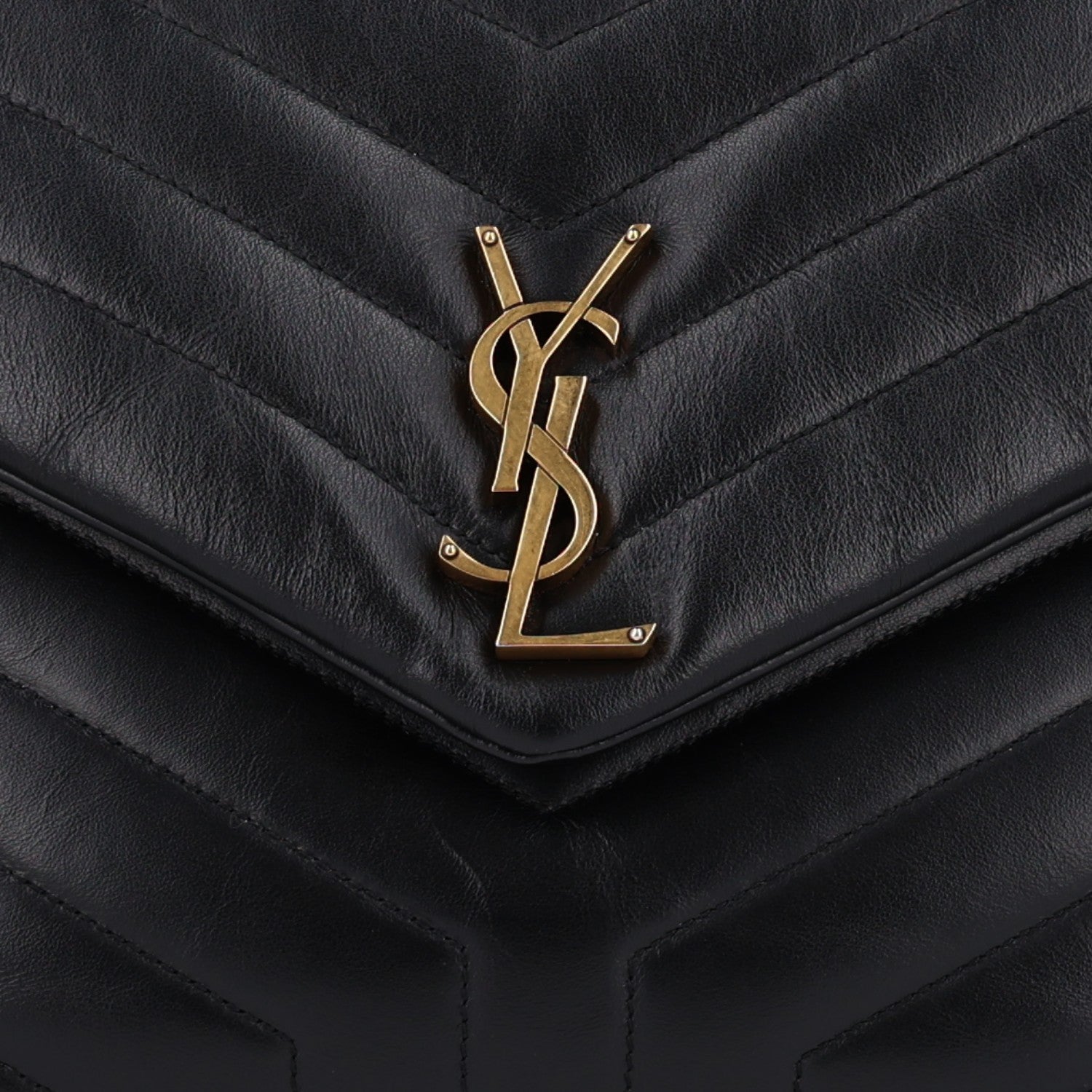 Saint Laurent Calfskin Y Quilted Monogram Medium Loulou Chain Satchel Black 9 of 11