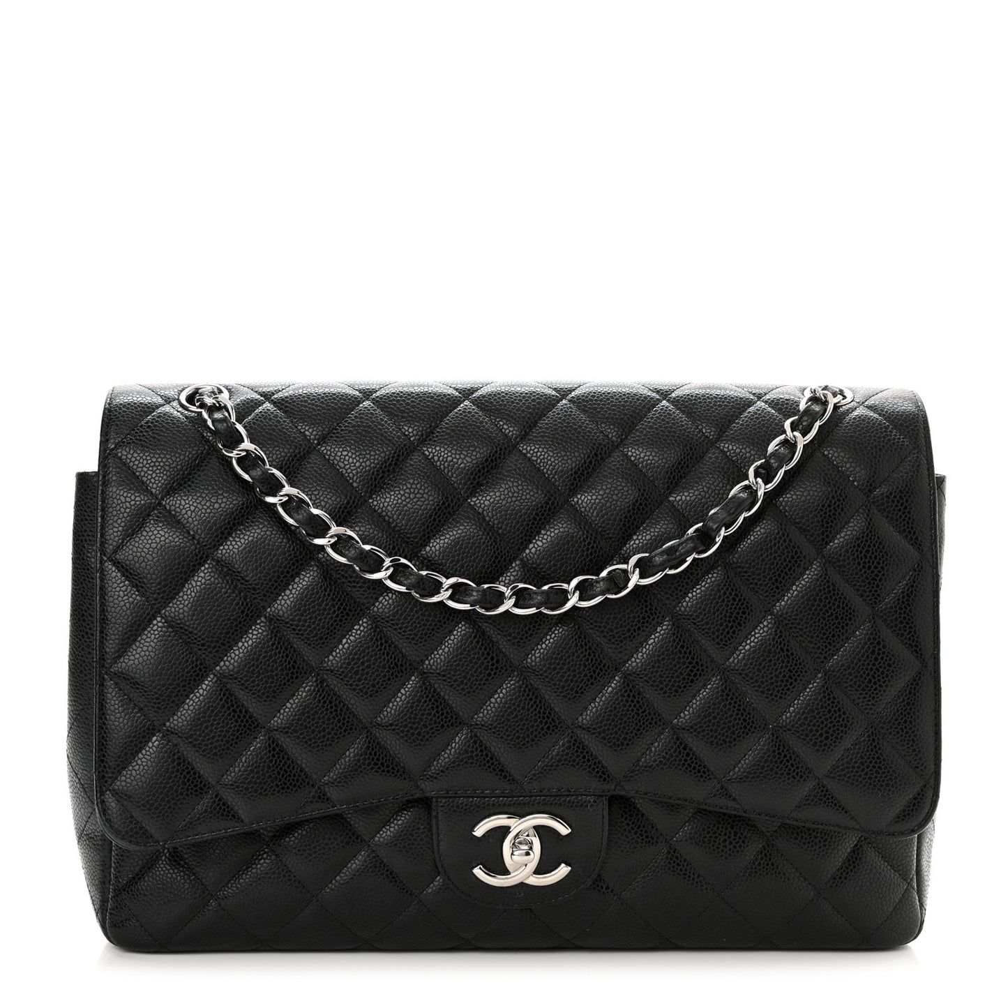 Caviar Quilted Maxi Double Flap Black