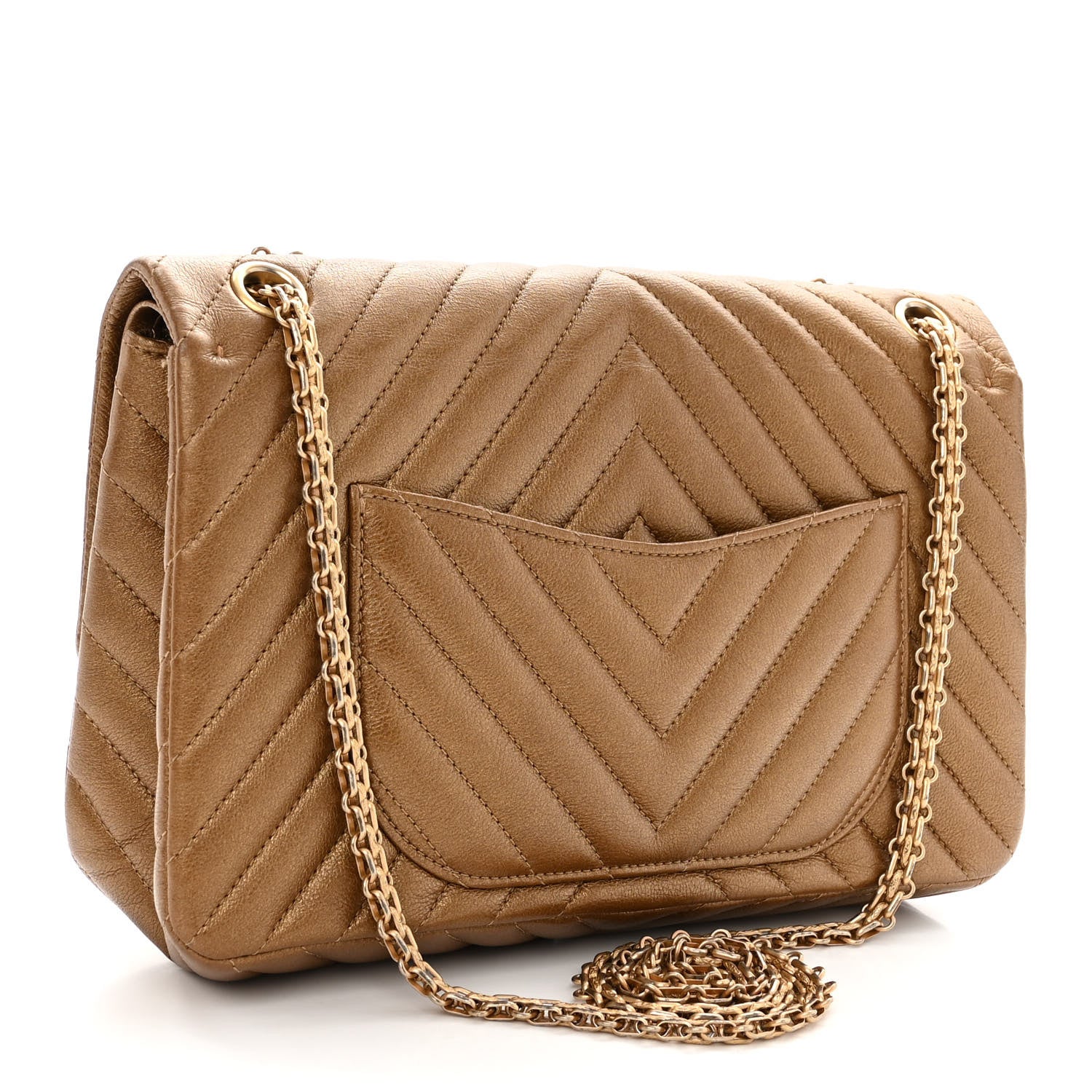 Chanel Metallic Calfskin Chevron Quilted 2.55 Reissue 226 Flap Gold 3 of 10