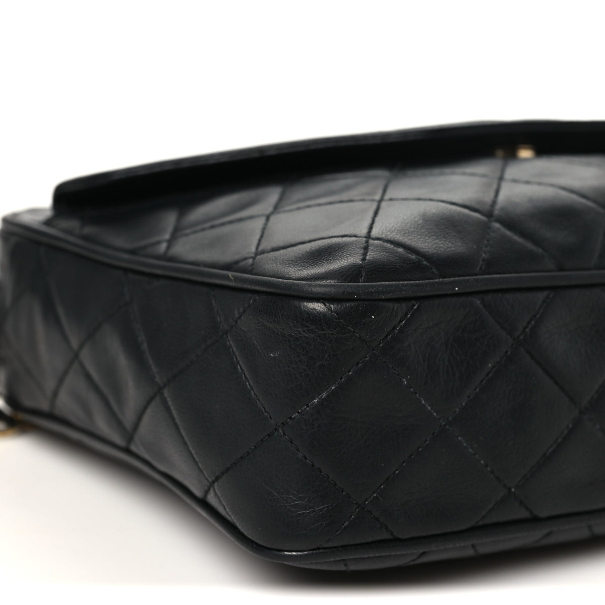 Lambskin Quilted Tassel Camera Case Navy