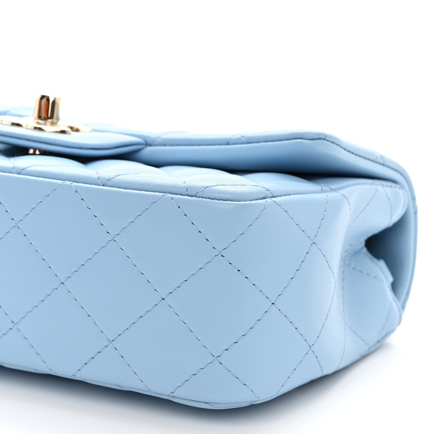Chanel Lambskin Quilted Mini Rectangular Flap Light Blue 10 of 10