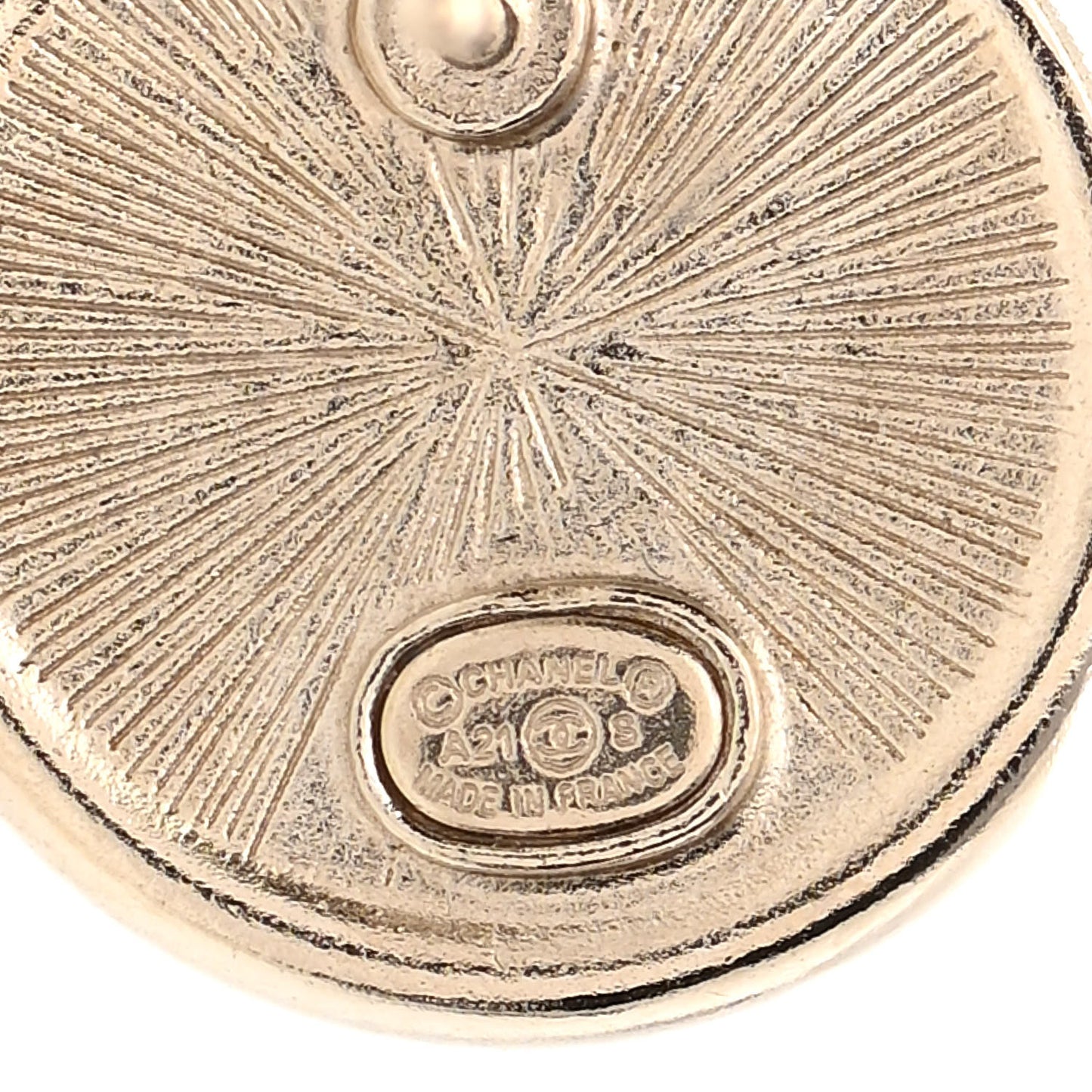 Crystal CC Round Earrings Light Gold