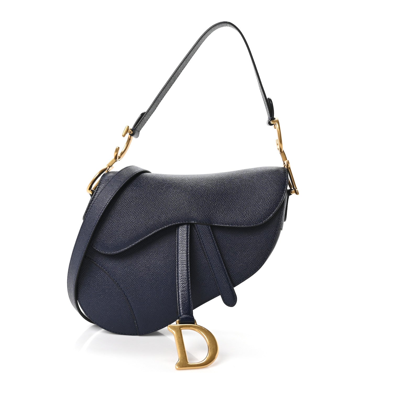 Christian Dior Grained Calfskin Saddle Bag With Strap Deep Ocean 1 of 10