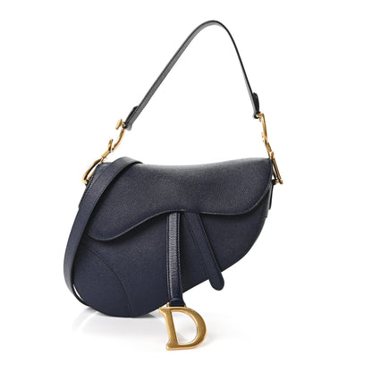 Christian Dior Grained Calfskin Saddle Bag With Strap Deep Ocean 1 of 10