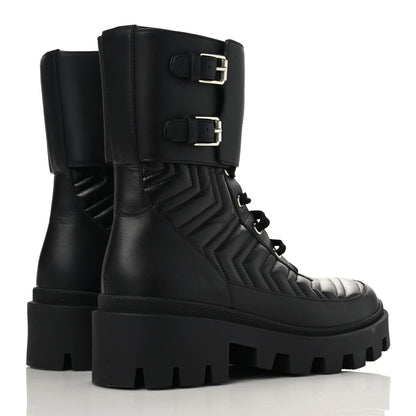 Gucci Nappa Frances GG Matelasse Platform Combat Boots 39 Black 4 of 11