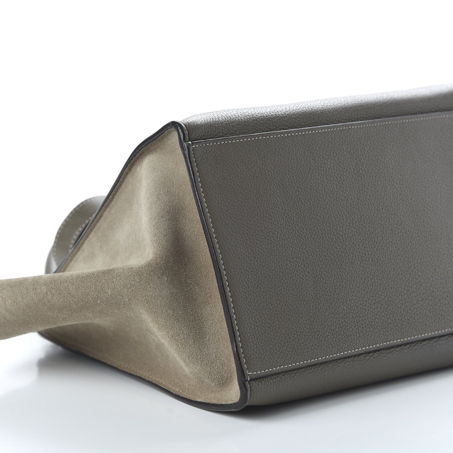 Celine Drummed Calfskin Suede Medium Trapeze Souris 7 of 10