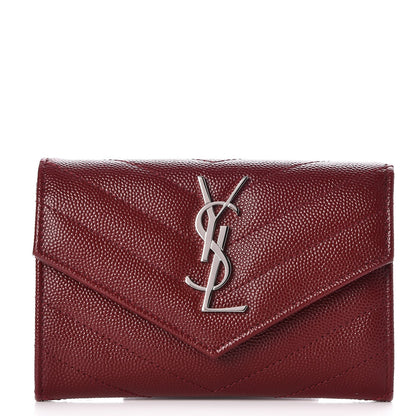 Saint Laurent Grain De Poudre Matelasse Chevron Small Monogram Envelope Wallet Palissandre 1 of 7