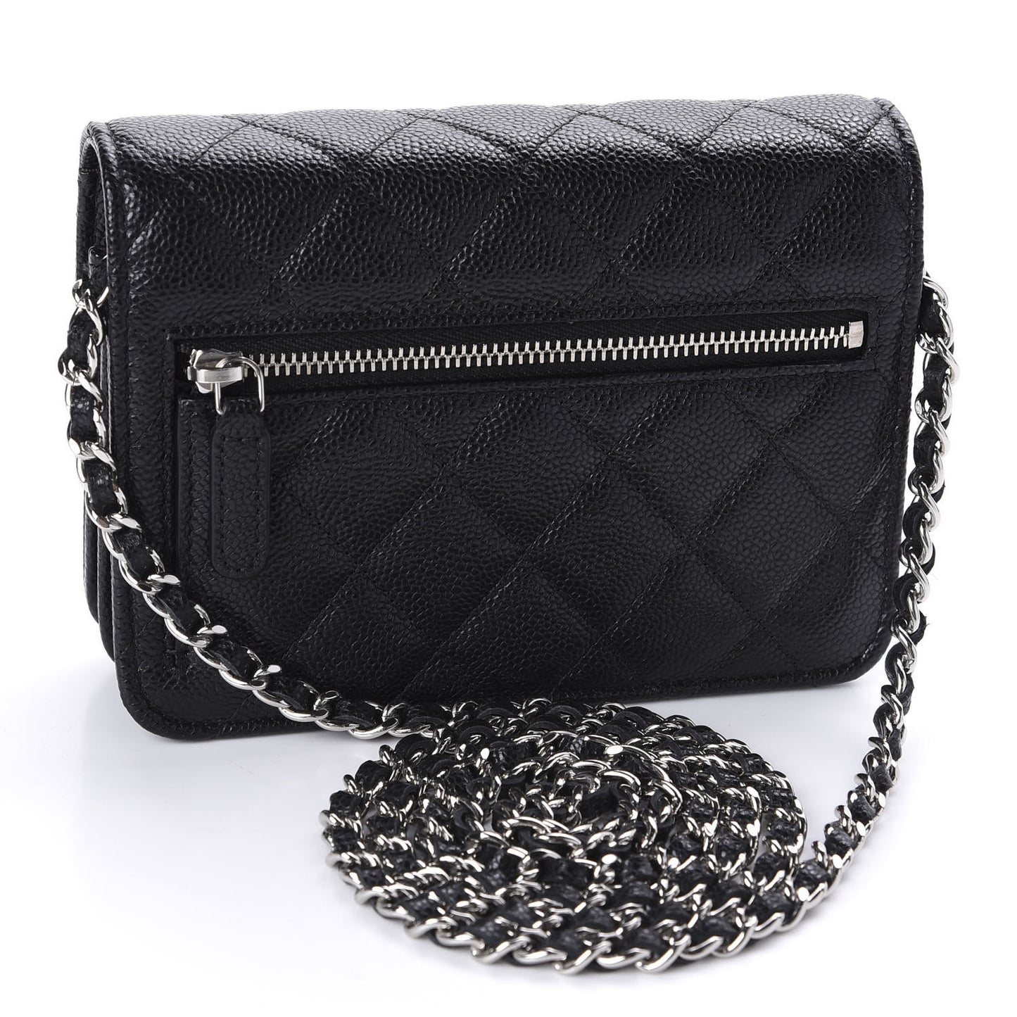 Caviar Quilted Mini Wallet On Chain WOC Black