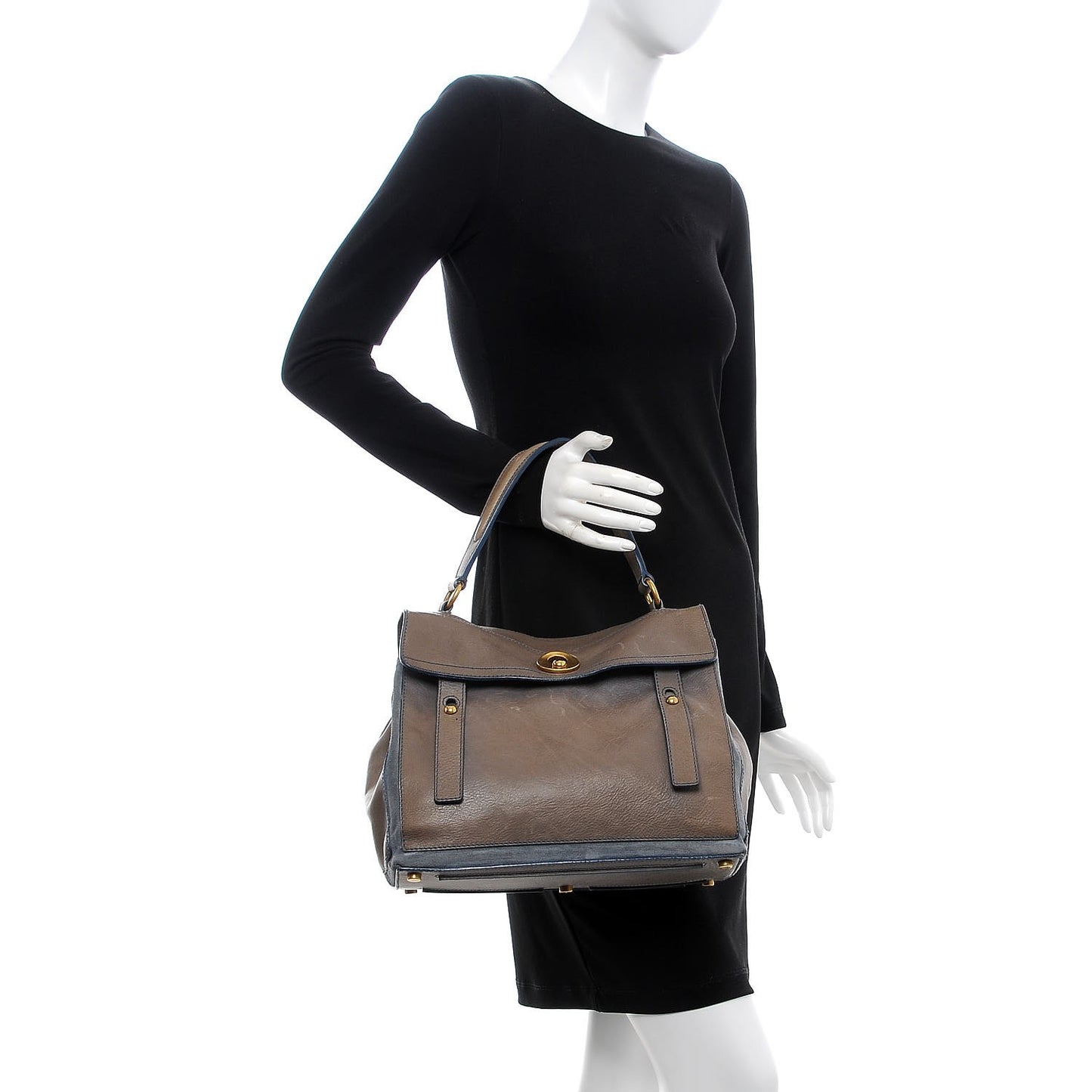 Calfskin Canvas Medium Muse Two Grey