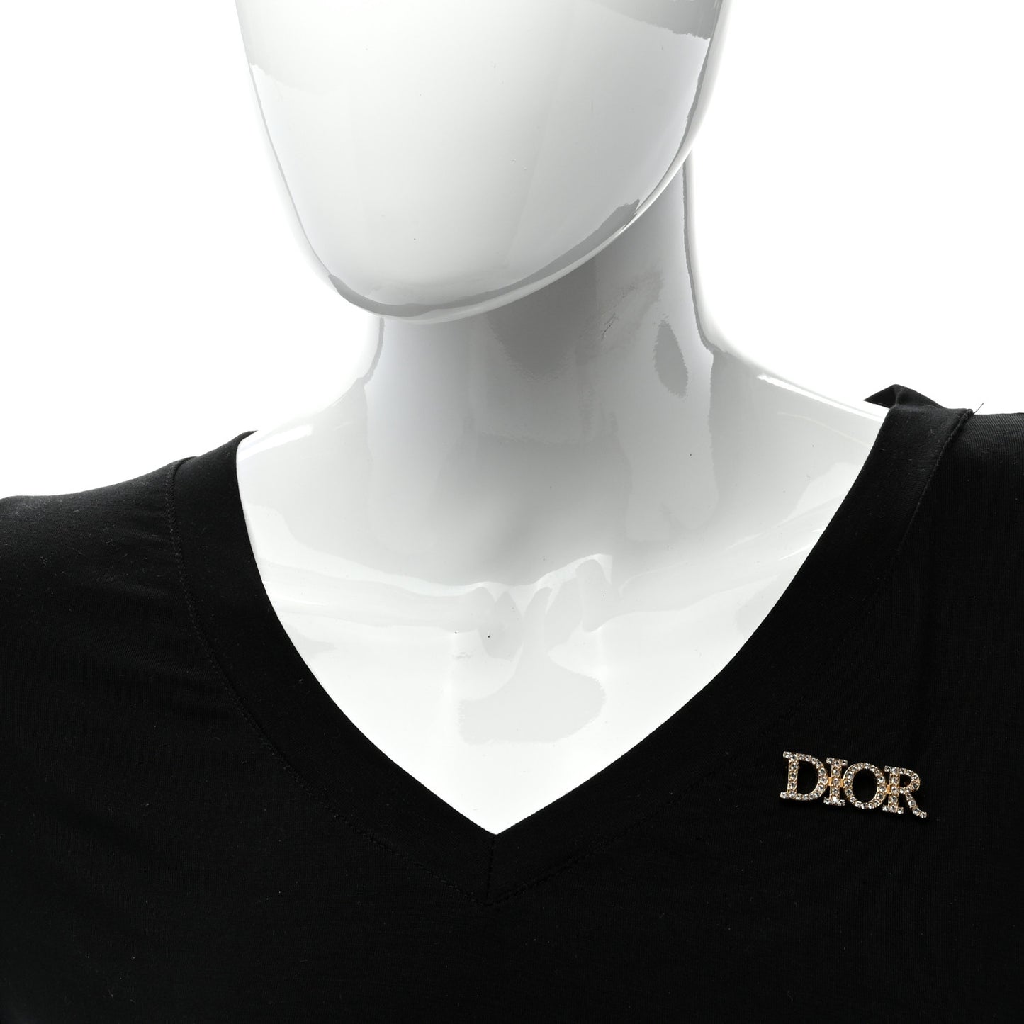Crystal Dior Logo Brooch Gold