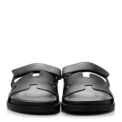 Hermes Calfskin Womens Chypre Sandals 40.5 Black 2 of 9