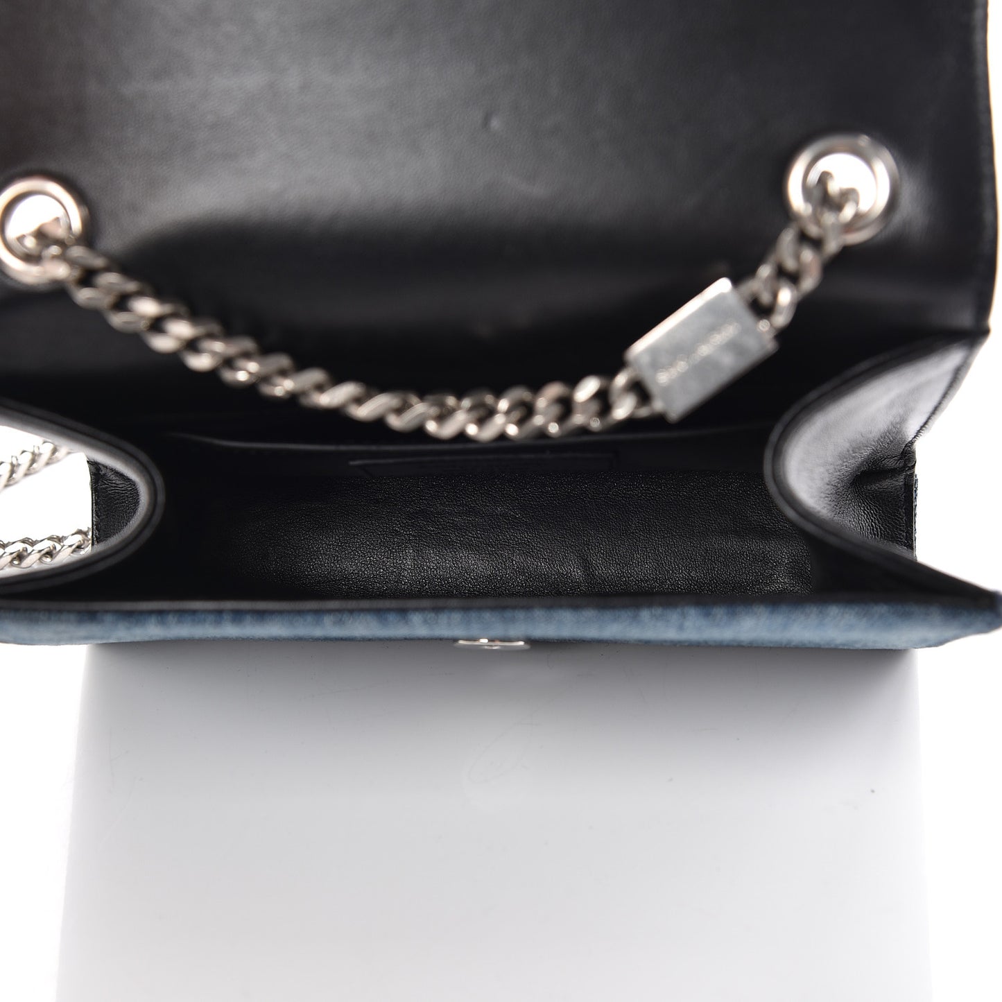Denim Small Classic Monogram Kate Satchel Blue